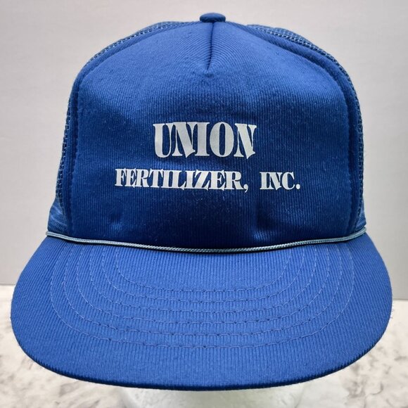 Union Fertilizer Inc Snapback Hat Blue Baseball Cap Capital Mesh Back - Picture 11 of 11
